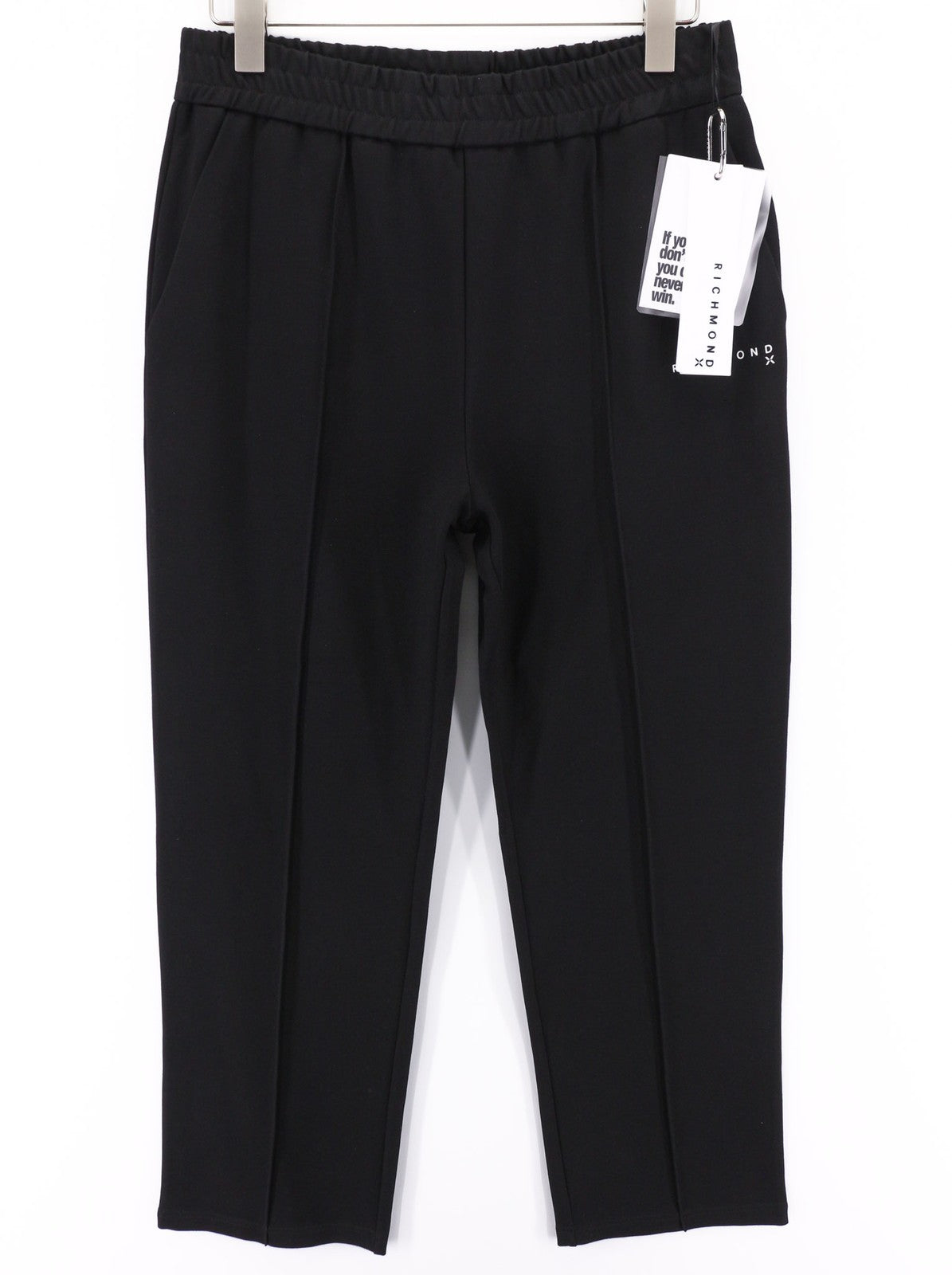 JOHN RICHMOND vyriškos kelnės M, juodos, su elastingu juosmeniu, visiems sezonams, su logotipu ir kišenėmis 