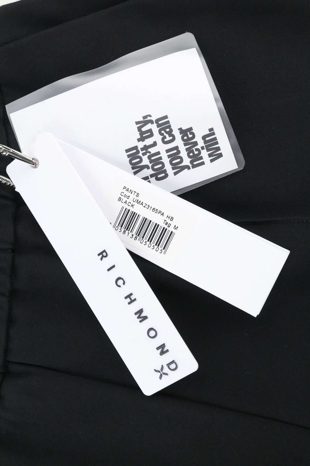 JOHN RICHMOND vyriškos kelnės M, juodos, su elastingu juosmeniu, visiems sezonams, su logotipu ir kišenėmis 