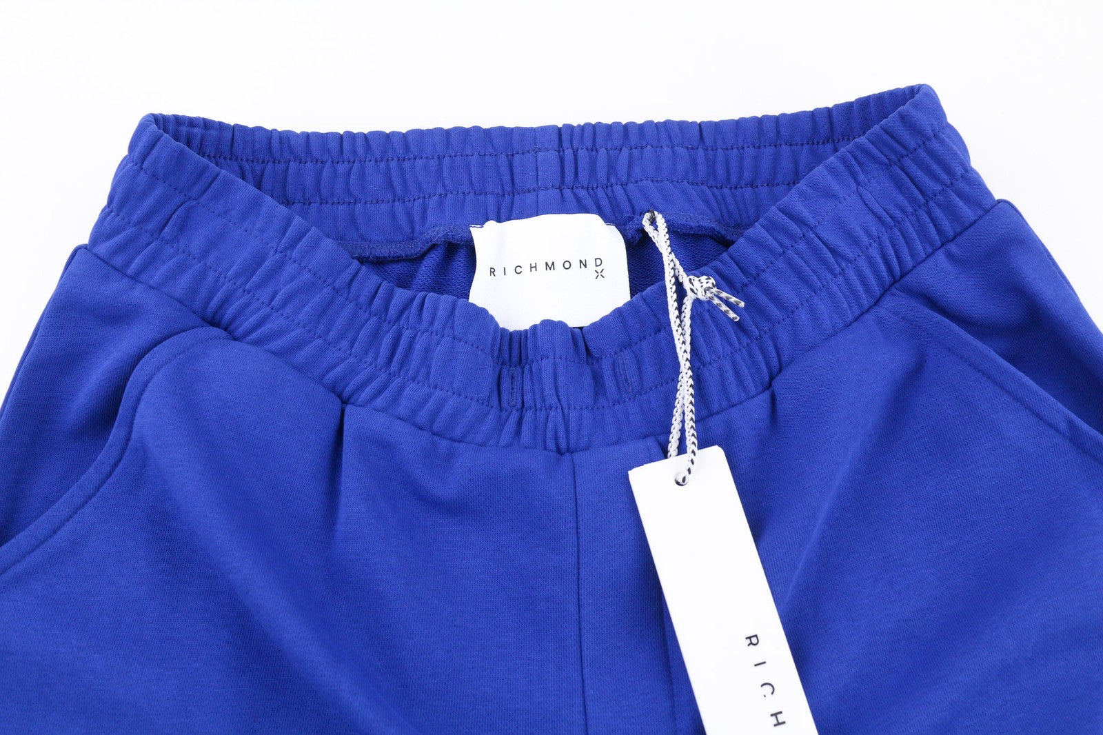 RICHMOND vyriškos kelnės M dydžio mėlynos sportinės kelnės su raišteliu apačioje, elastingu juosmeniu ir logotipu 