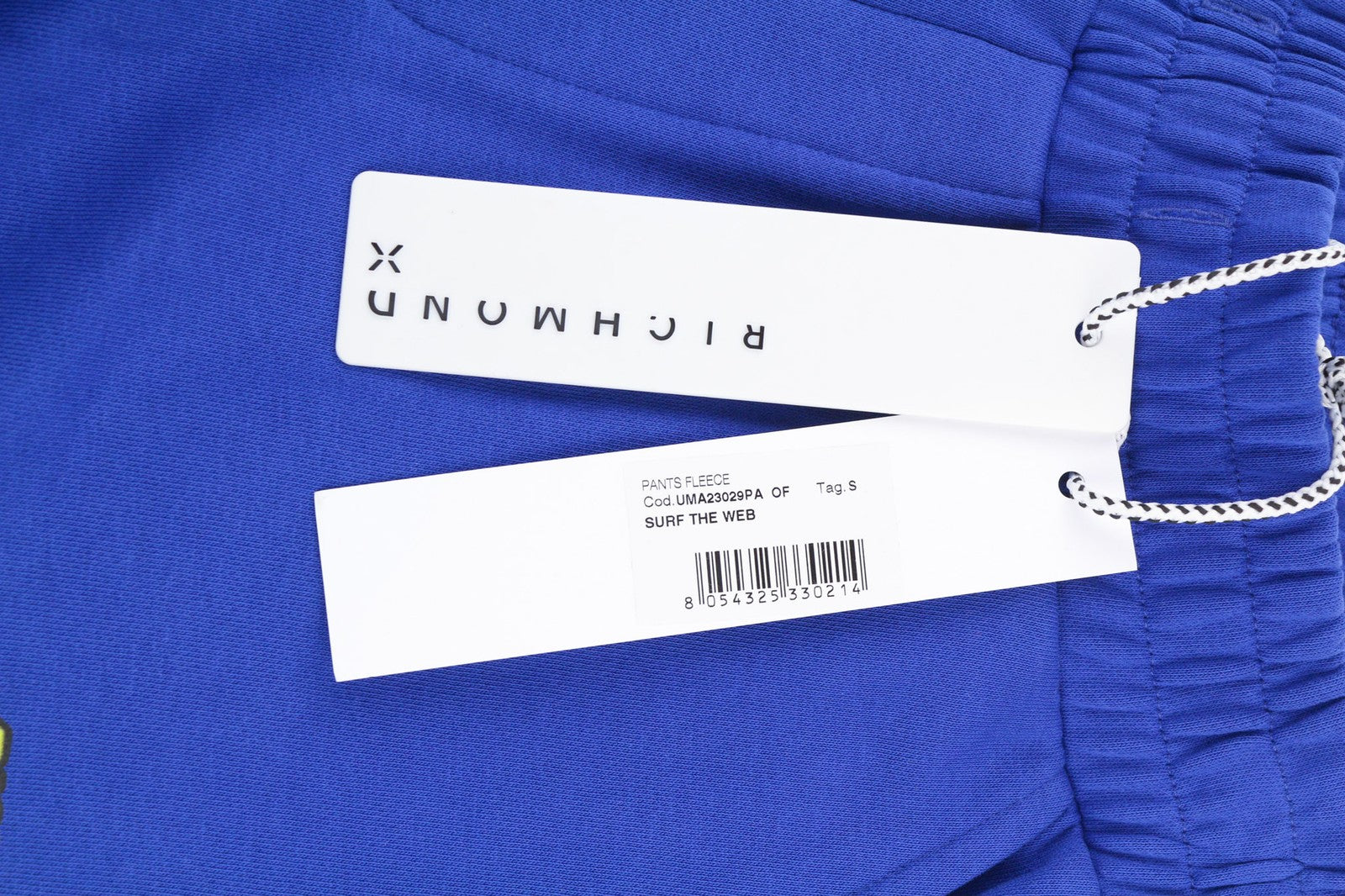 RICHMOND vyriškos kelnės M dydžio mėlynos sportinės kelnės su raišteliu apačioje, elastingu juosmeniu ir logotipu 