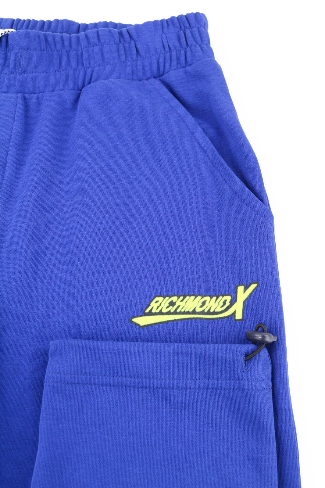 RICHMOND vyriškos kelnės M dydžio mėlynos sportinės kelnės su raišteliu apačioje, elastingu juosmeniu ir logotipu 