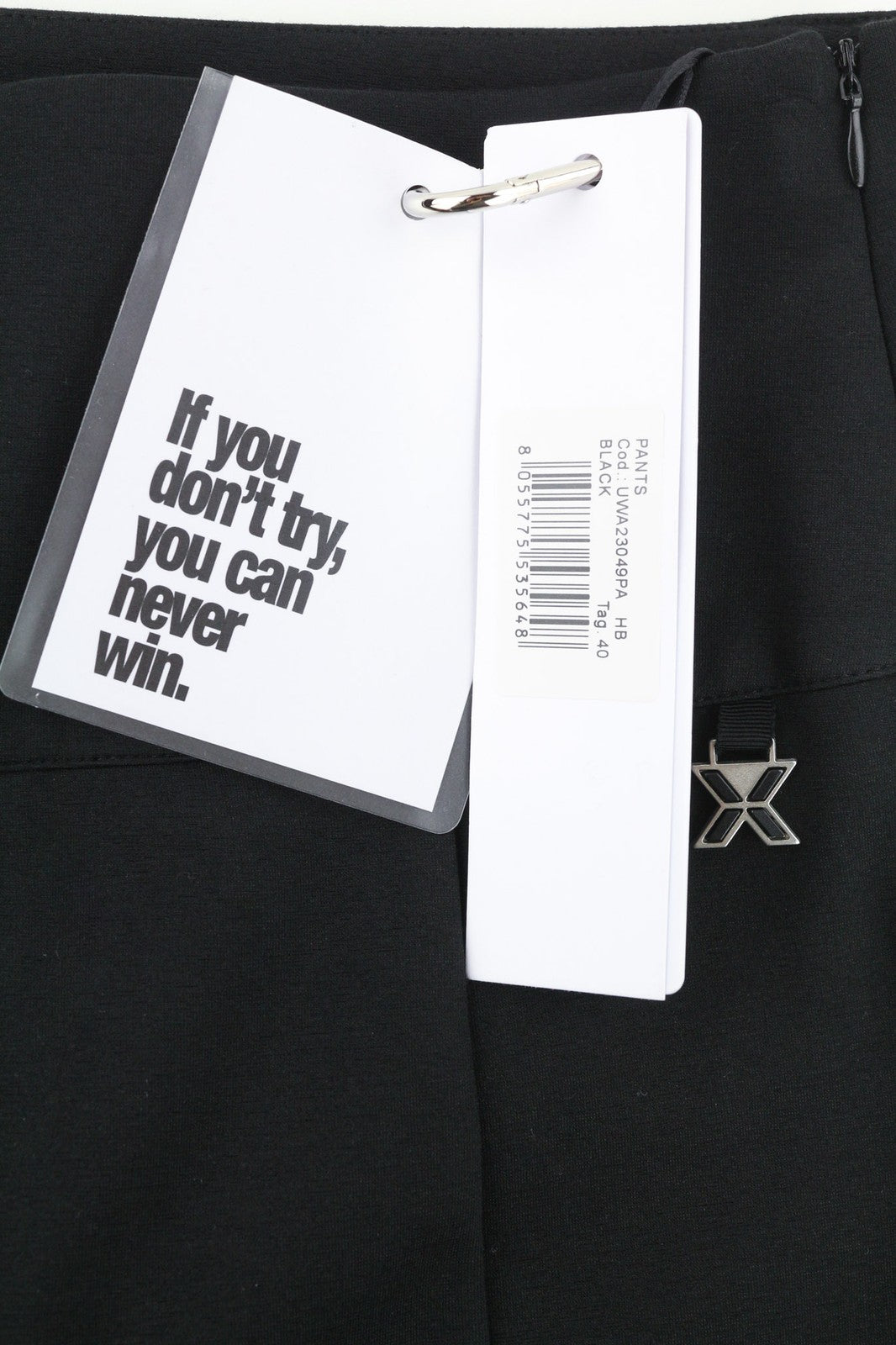 JOHN RICHMOND moteriškos kelnės S, juodos, platėjančios, užtrauktuku, aukštu juosmeniu, laisvalaikio kirpimas 