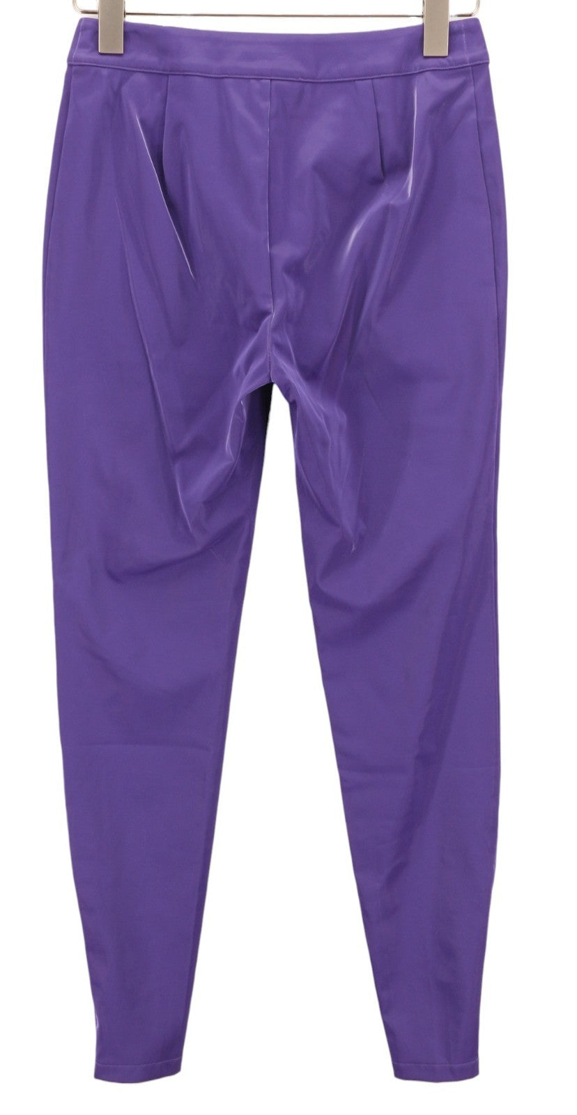 JOHN RICHMOND Women's Leggings S Violet Stretch Fit Pleated Back High Waist