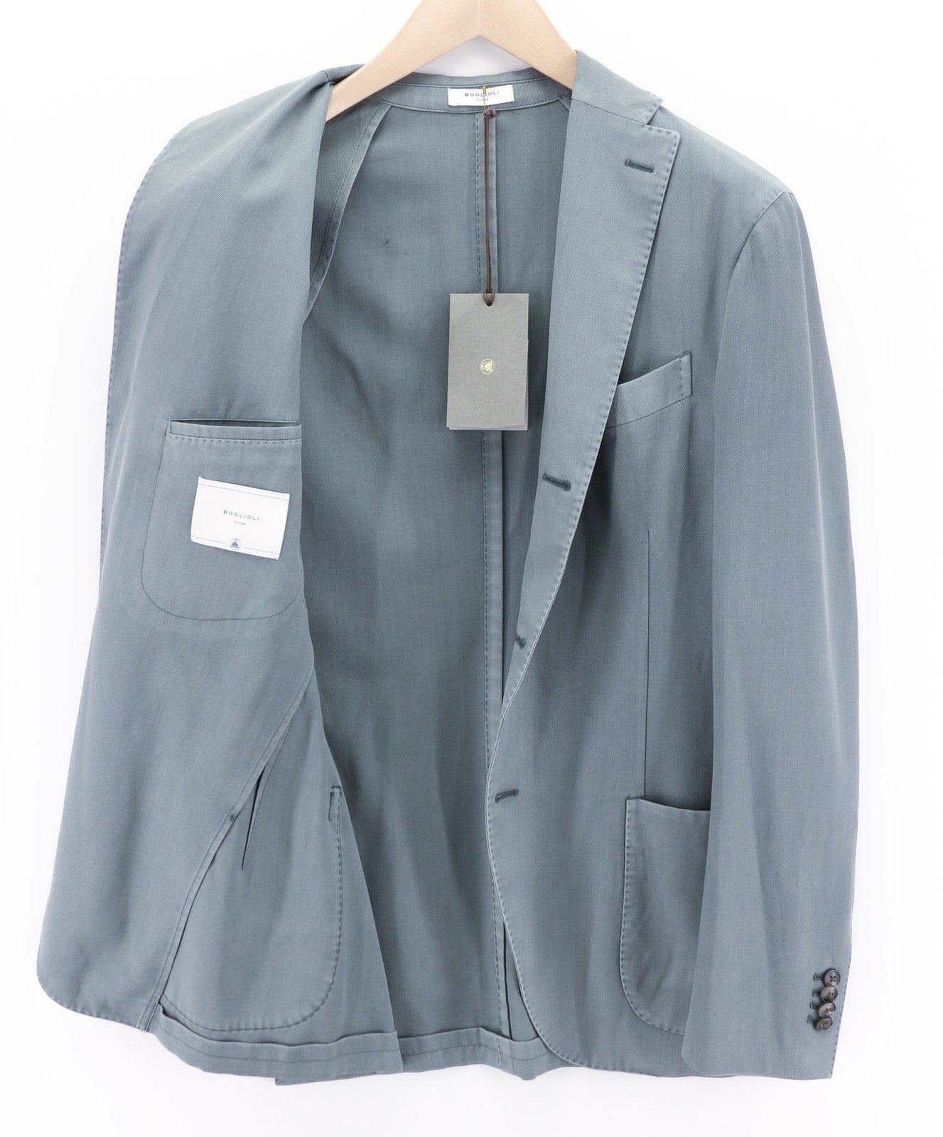 BOGLIOLI vyriškas švarkas EU48 UK38 mėlynas vilnonis švarkas su įpjova atvarte be pamušalo, dviguba skeltukais RRP946 