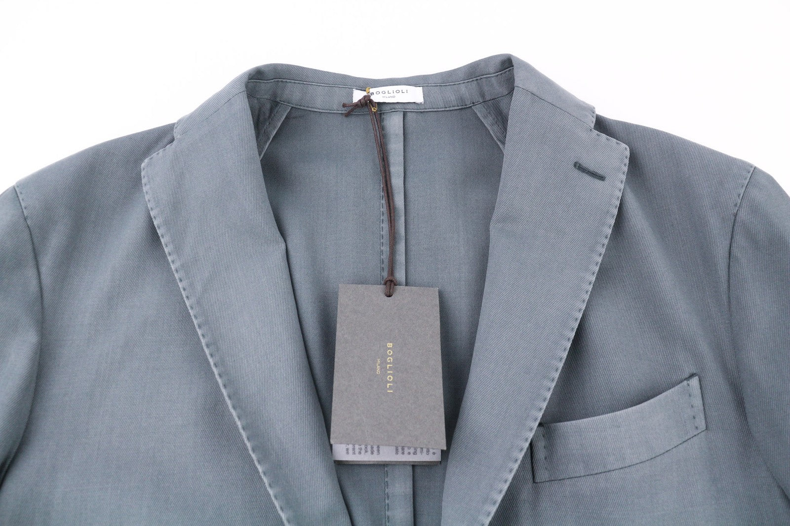 BOGLIOLI vyriškas švarkas EU48 UK38 mėlynas vilnonis švarkas su įpjova atvarte be pamušalo, dviguba skeltukais RRP946 