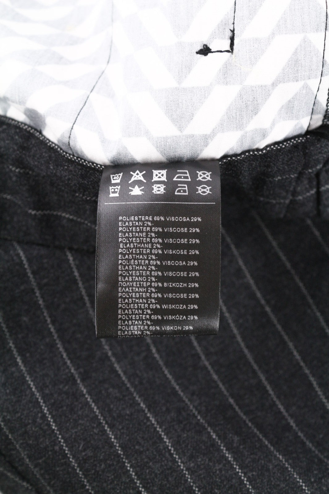 JOHN RICHMOND moteriškas kostiumas S, juodas melanžas, dryžuotas, vieneilis, dviejų dalių 