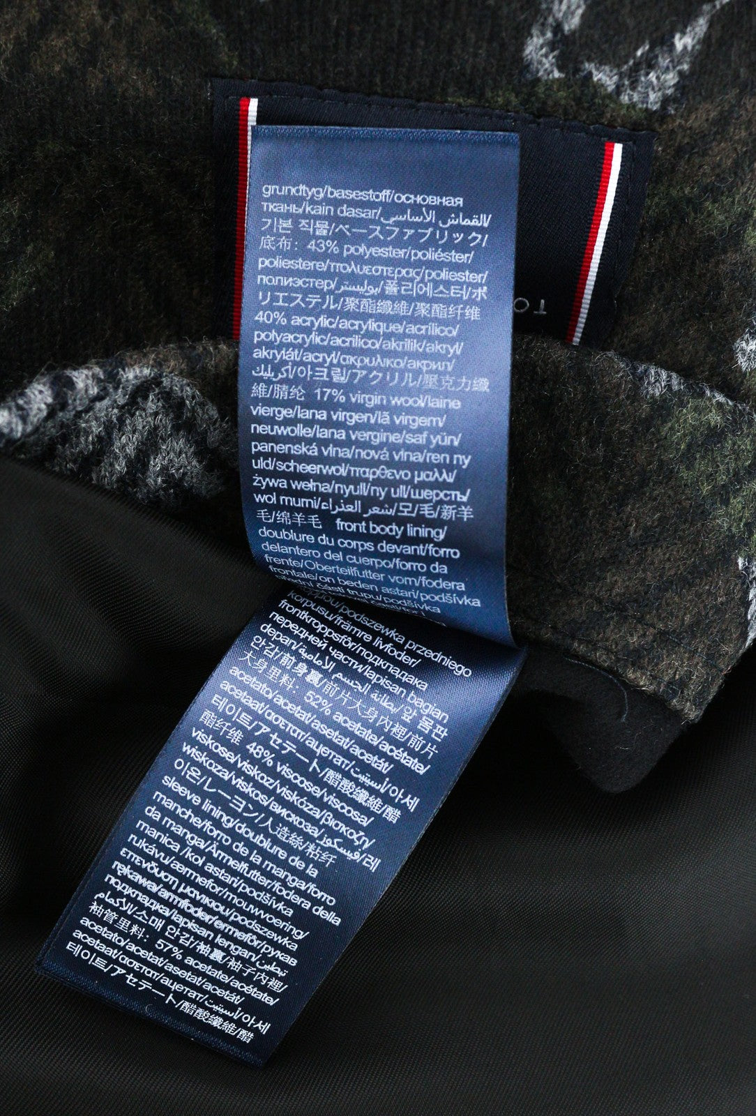 TOMMY HILFIGER vyriškas paltas ~M vilnos mišinio „Herringbone“ kamufliažinis vieneilis paltas 