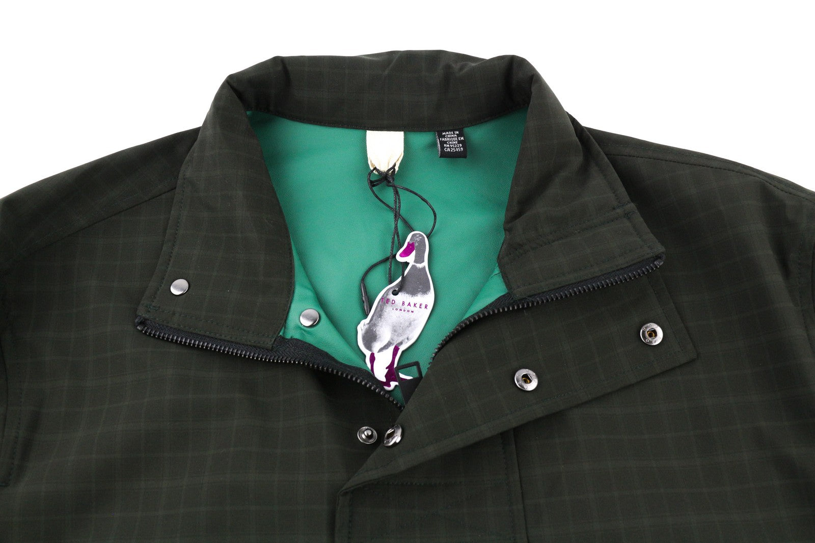 TED BAKER MMP Dafen vyriška striukė ~M žalia anorako striukė su raišteliu aukšta apykakle languota 