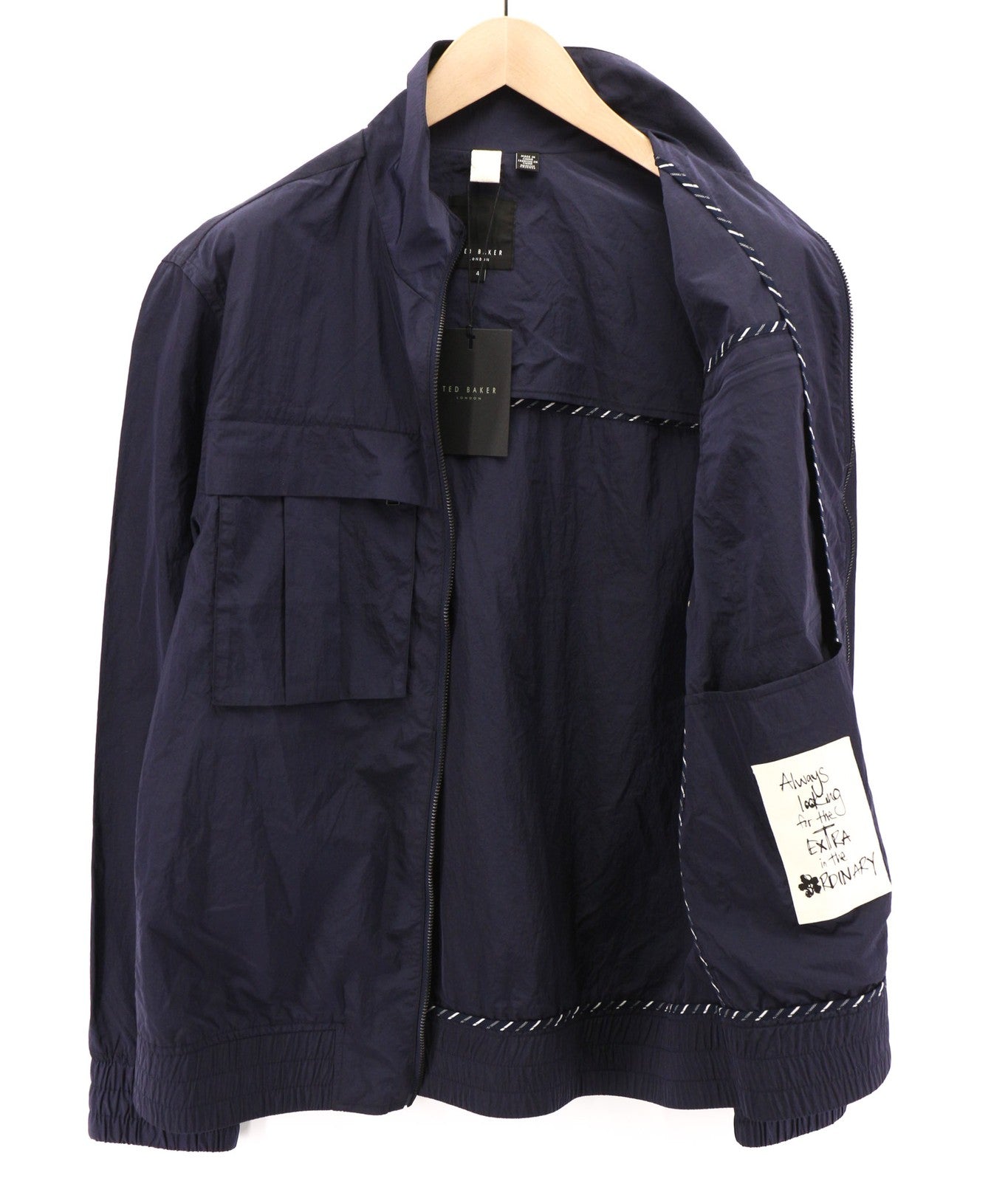 TED BAKER MMO Balta vyriška striukė ~L tamsiai mėlyna lengva užtrauktuku aukšta apykakle 