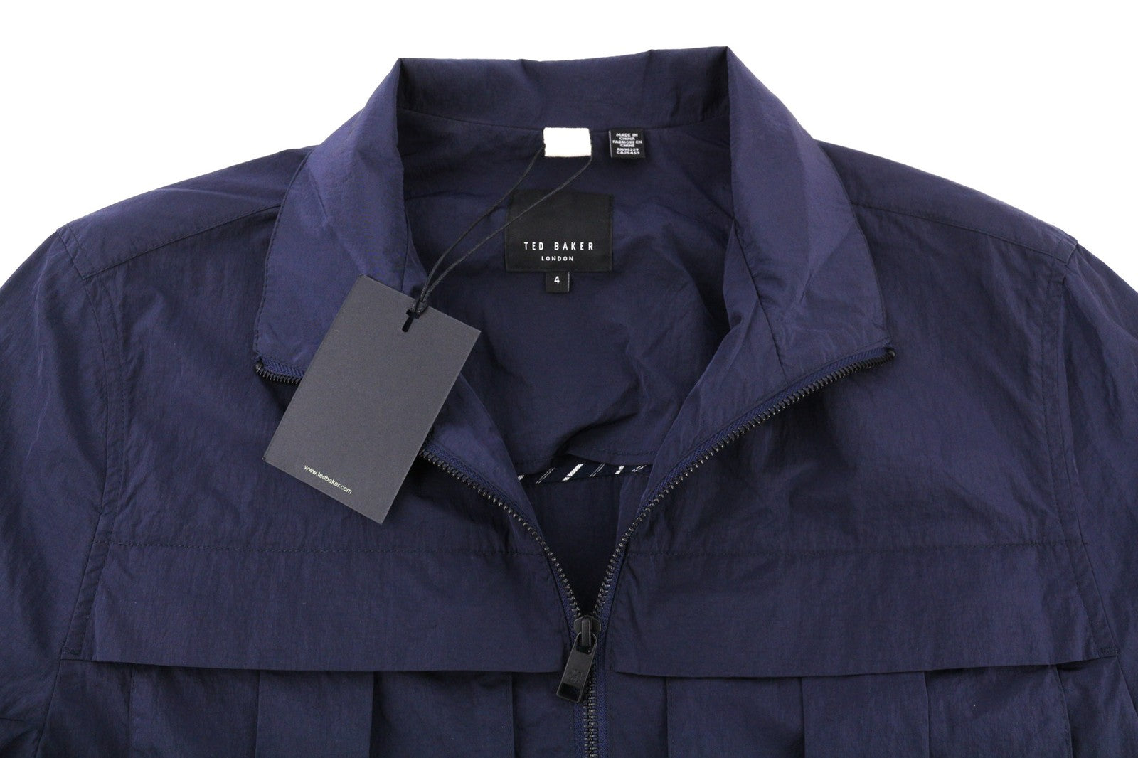 TED BAKER MMO Balta vyriška striukė ~L tamsiai mėlyna lengva užtrauktuku aukšta apykakle 