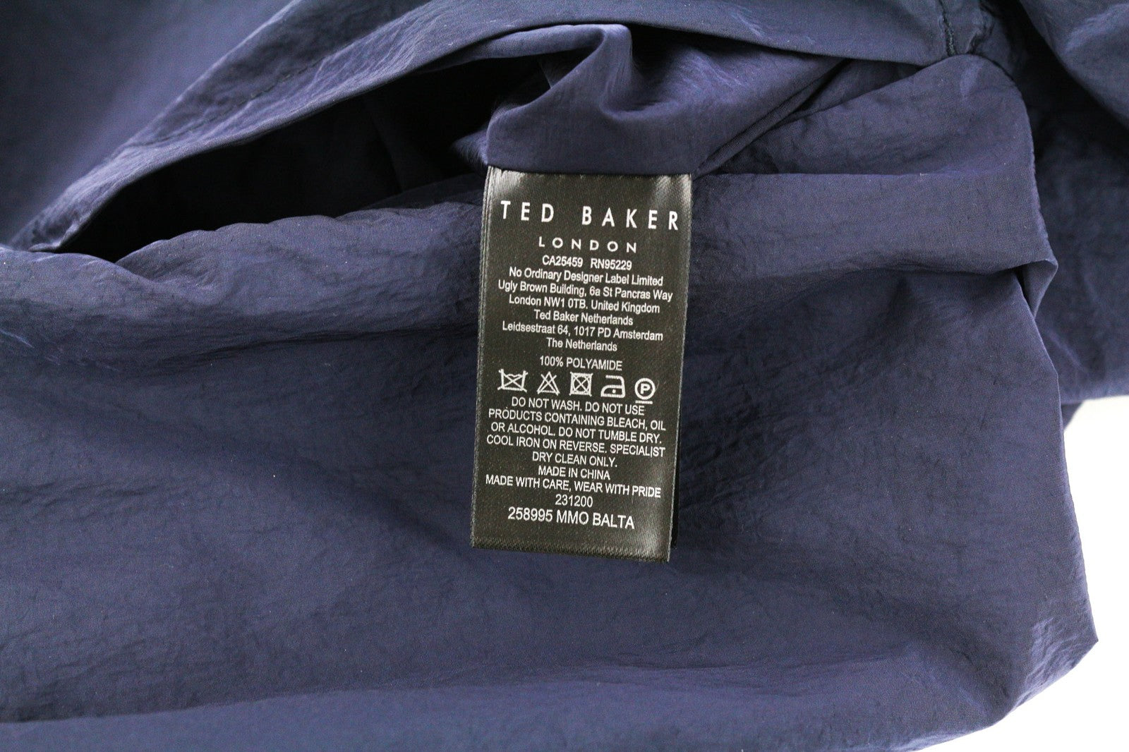 TED BAKER MMO Balta vyriška striukė ~L tamsiai mėlyna lengva užtrauktuku aukšta apykakle 