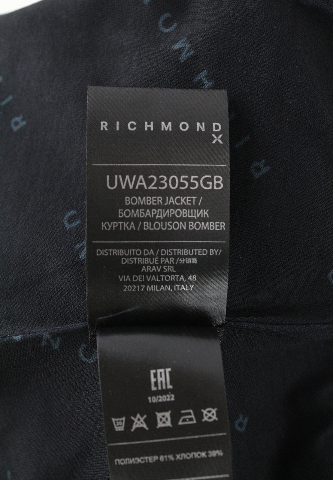 RICHMOND Women's Jacket S Black Cropped Bomber Zip Logo Lightweight