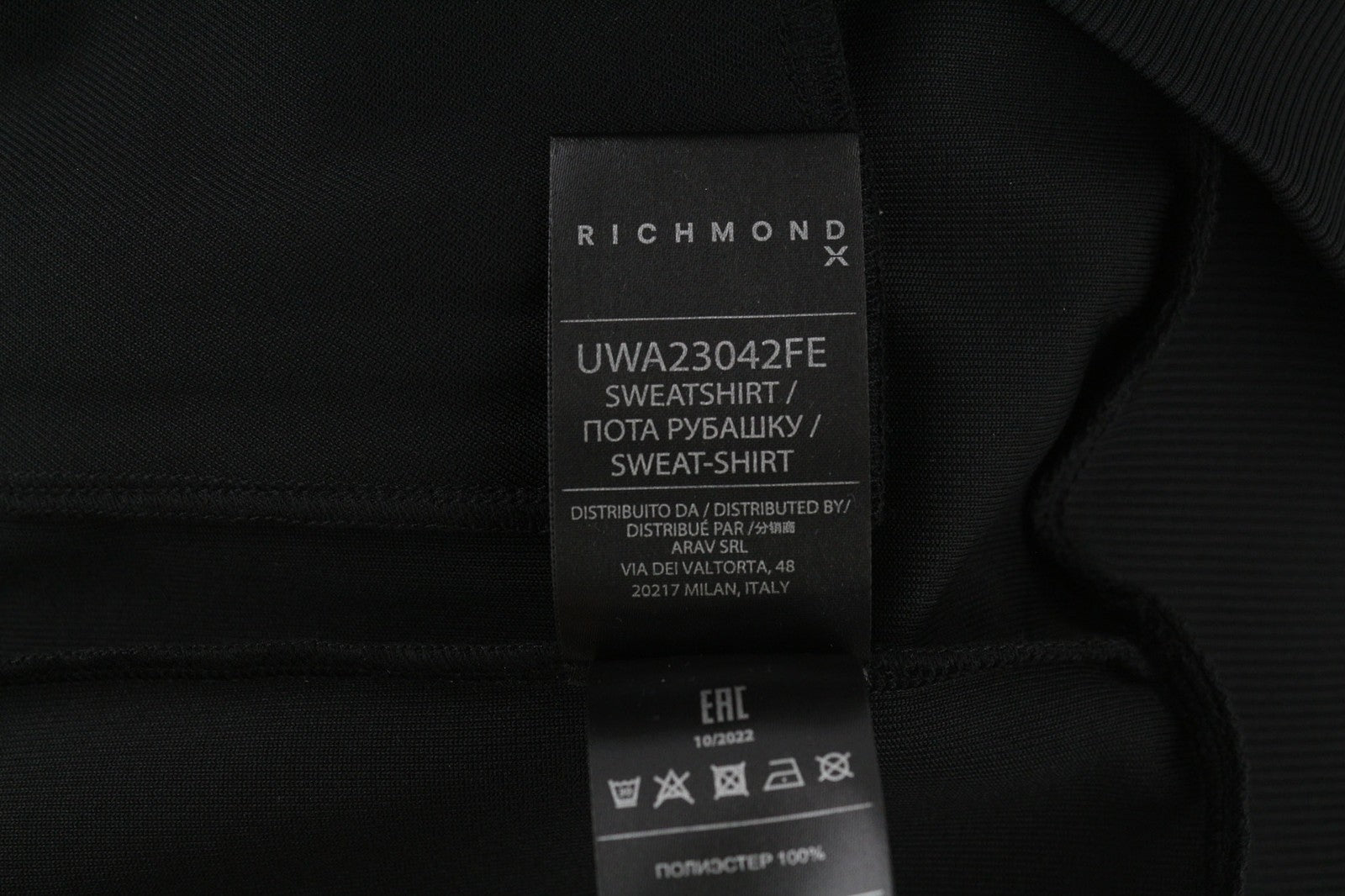 RICHMOND moteriškas džemperis su užtrauktuku ir juodu tinklelio raštu, aukšta apykakle ir kišenėmis. S dydžio. 