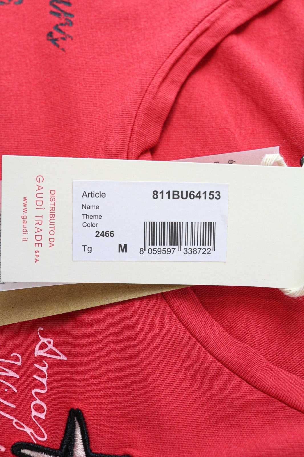 GAUDI JEANS M Men T-Shirt Red Short Sleeve Casual Pure Cotton Pullover