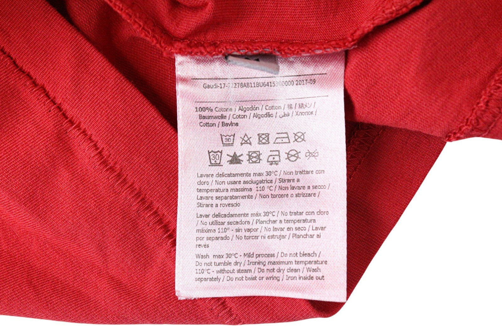 GAUDI JEANS M Men T-Shirt Red Short Sleeve Casual Pure Cotton Pullover