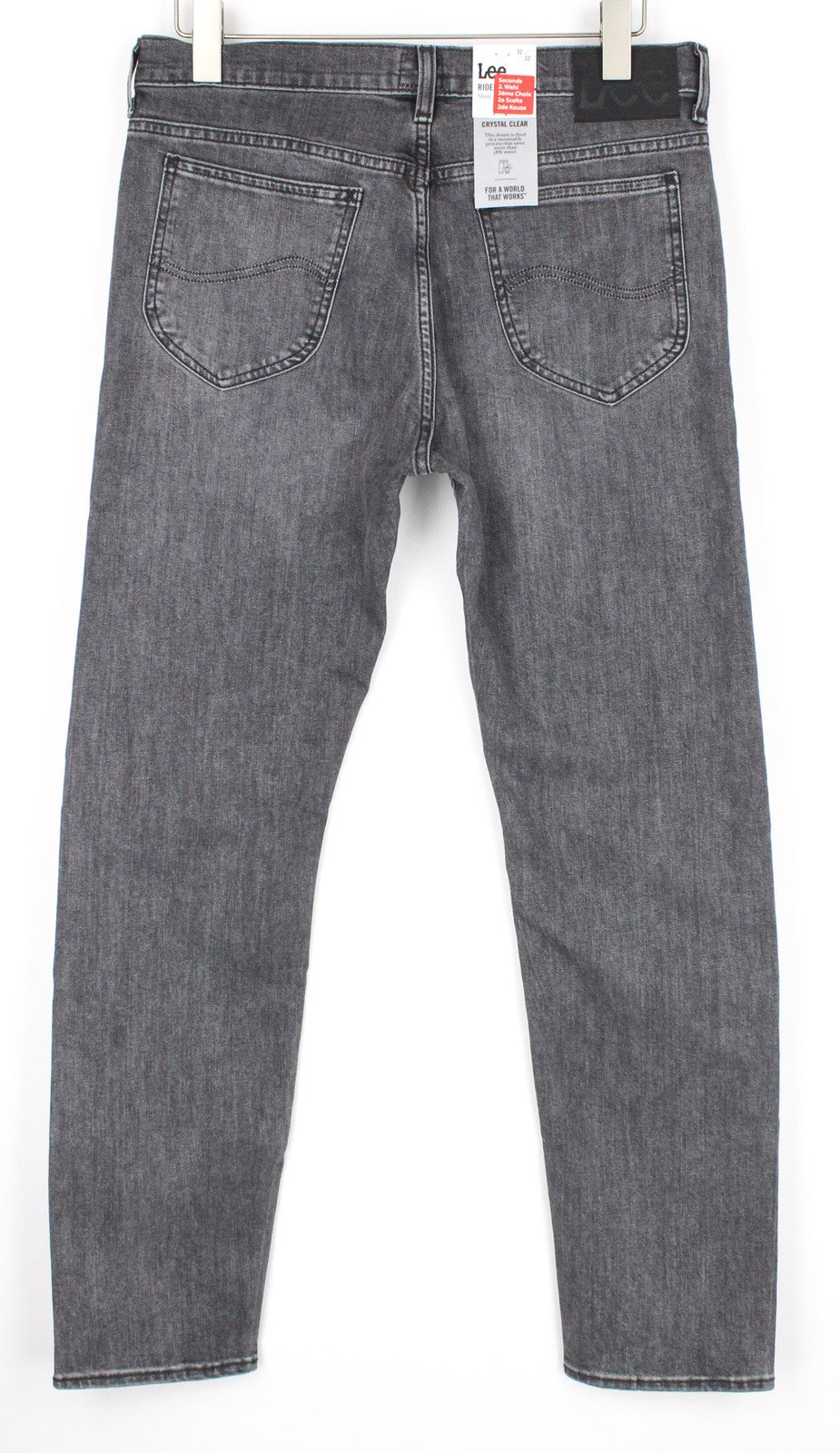 LEE Rider Men's W30/L30 Slim Fit Grey Washed Stretch Cotton Jeans