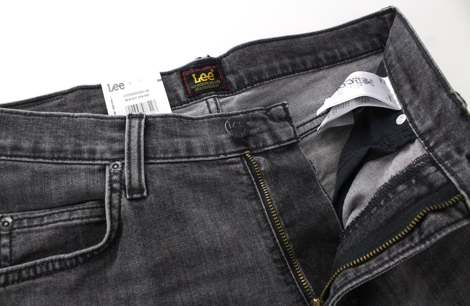 LEE Rider Men's W30/L30 Slim Fit Grey Washed Stretch Cotton Jeans