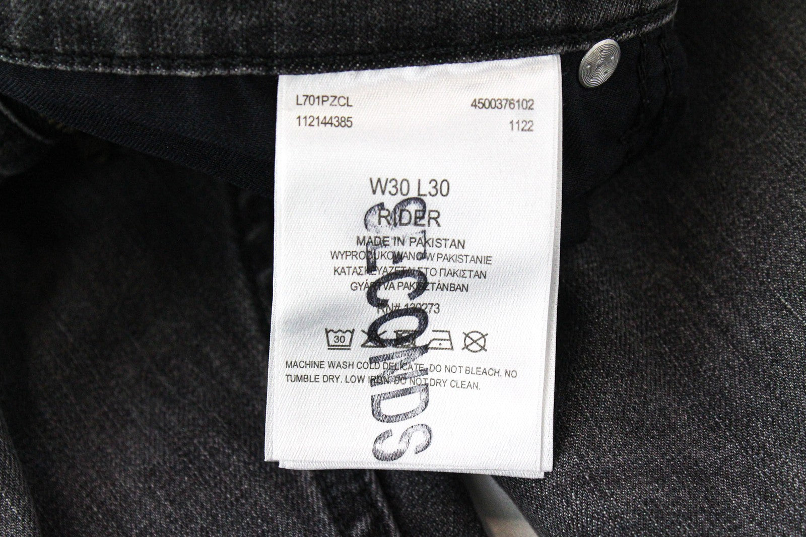 LEE Rider Men's W30/L30 Slim Fit Grey Washed Stretch Cotton Jeans