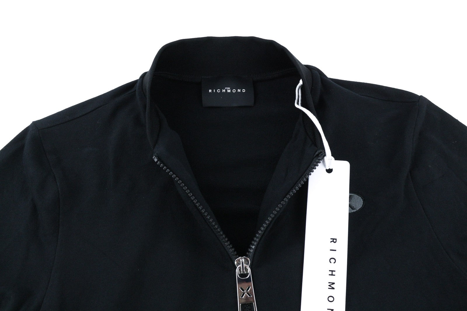 JOHN RICHMOND Women's Sweatshirt S Black Zipped Bomber Logo Pullover Casual