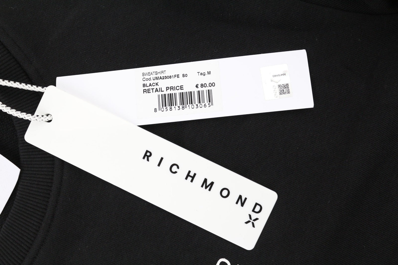 RICHMOND Men's Sweatshirt S Black Crew Pullover Casual Logo Everyday Wear