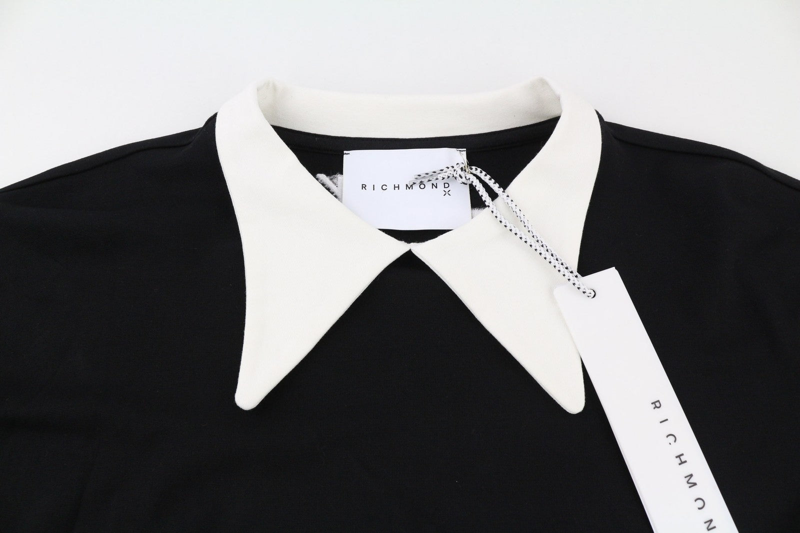 JOHN RICHMOND Women's Sweatshirt S Cropped Stripe Black Logo Drawstring Hem