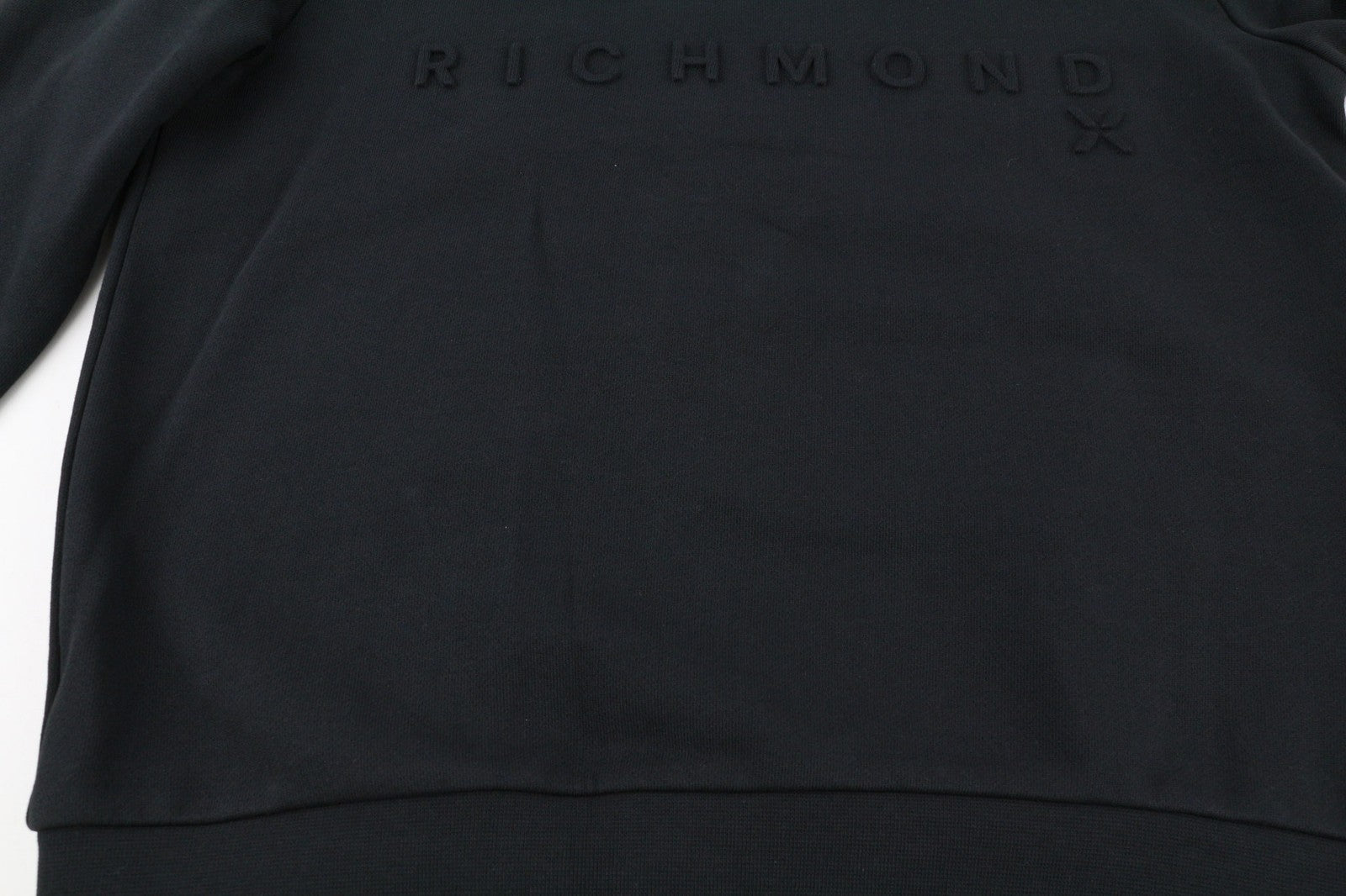 RICHMOND Women's Sweatshirt S Black Logo Patch Crew Pullover Cotton Top