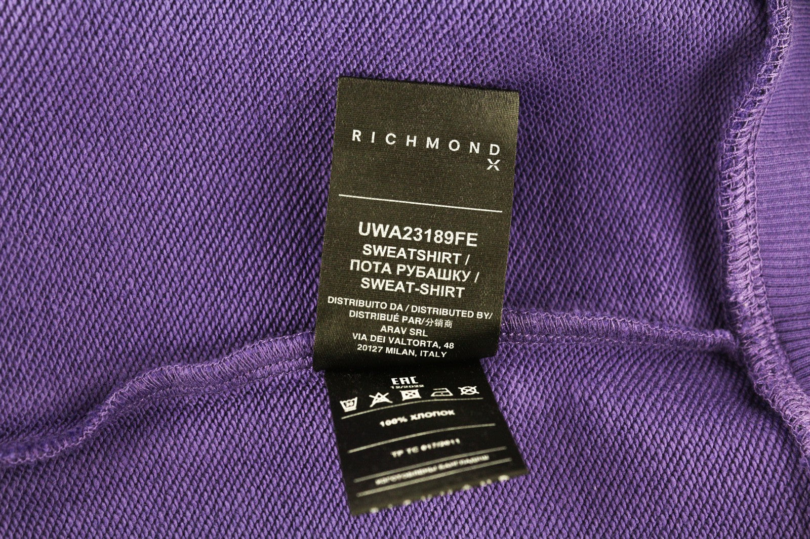 RICHMOND Women's Sweatshirt S Violet Crewneck Logo Pullover Loose Everyday