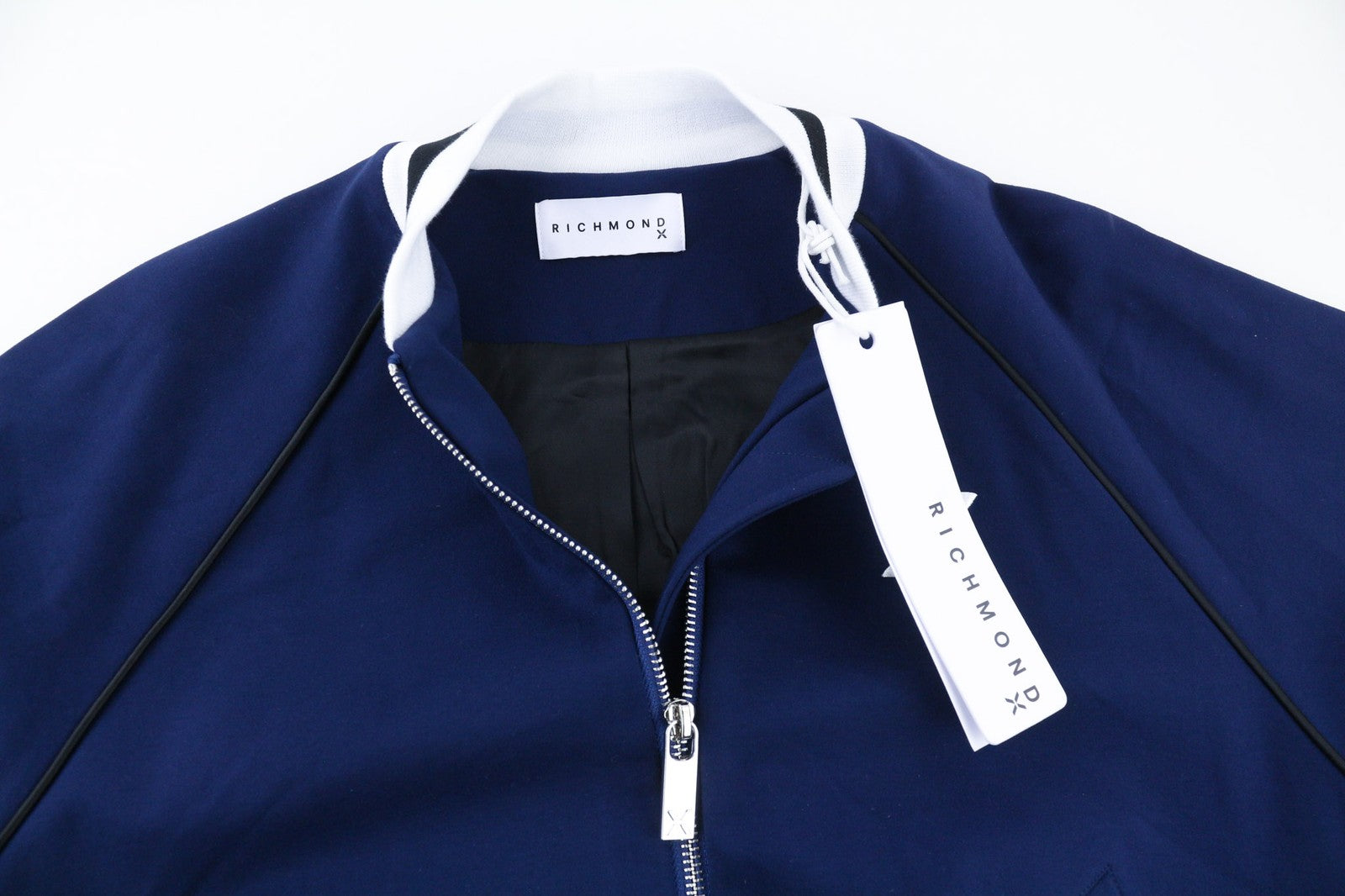 JOHN RICHMOND Women's Sweatshirt S Mid Blue Zip Logo Bomber Lightweight