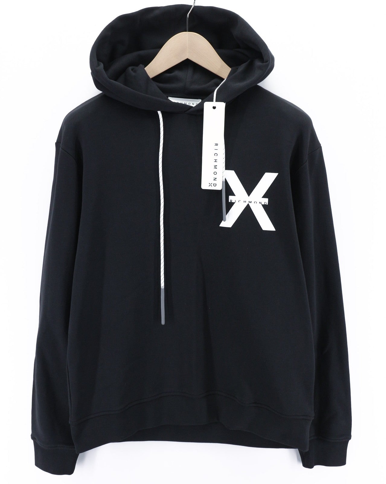 RICHMOND Men's Hoodie M Black Pullover Hooded Drawstring Logo Casual Wear