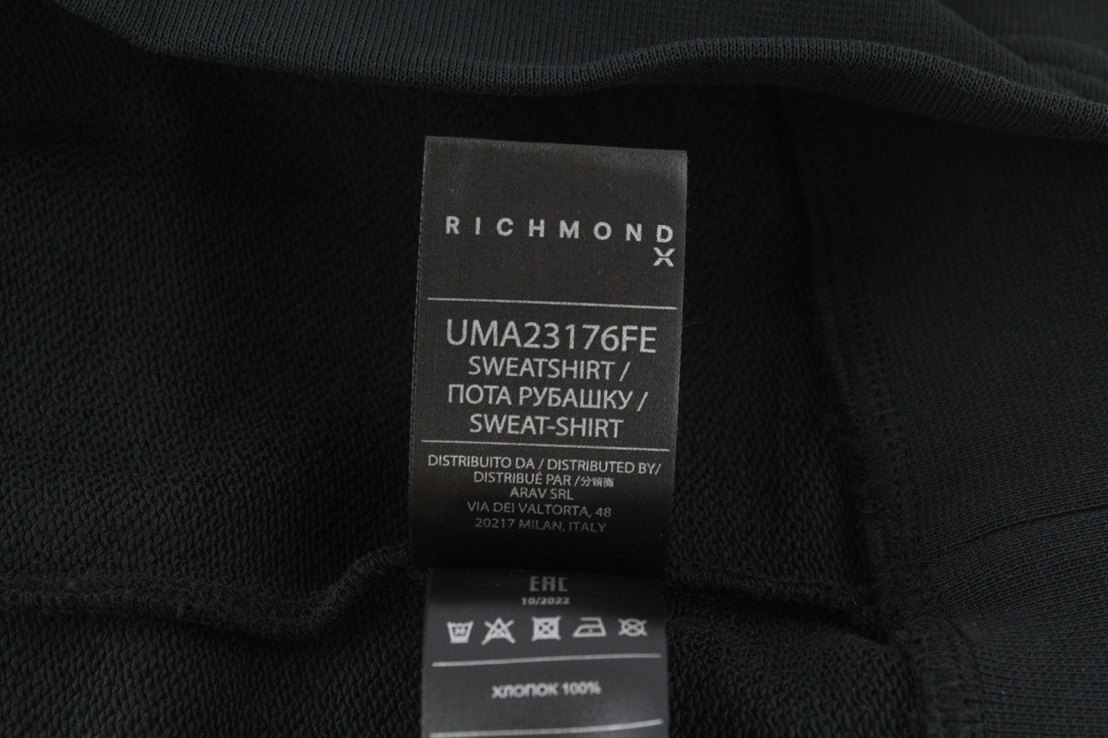 RICHMOND Men's Hoodie M Black Pullover Hooded Drawstring Logo Casual Wear