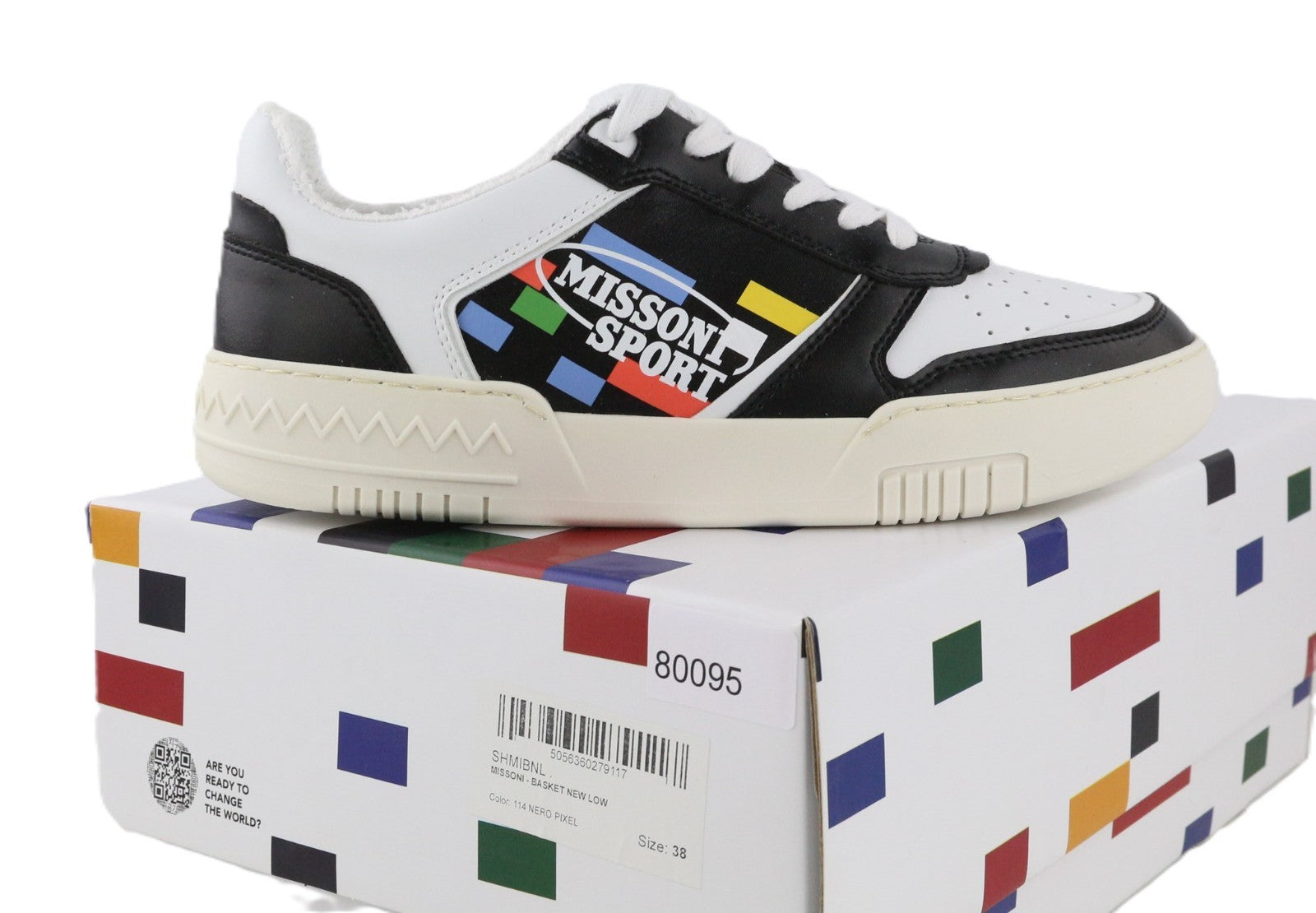 ACBC X MISSONI SHMIBNL Unisex sportbačiai su krepšeliu, 38 dydžio, juodi, sportinio stiliaus. 