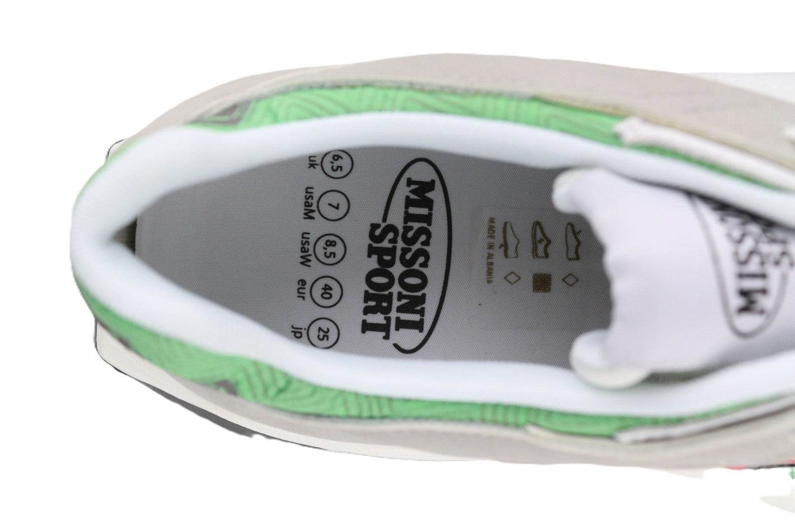 ACBC X MISSONI SHMIRUNT bėgimo unisex sportbačiai su žaliomis detalėmis, 40 € 