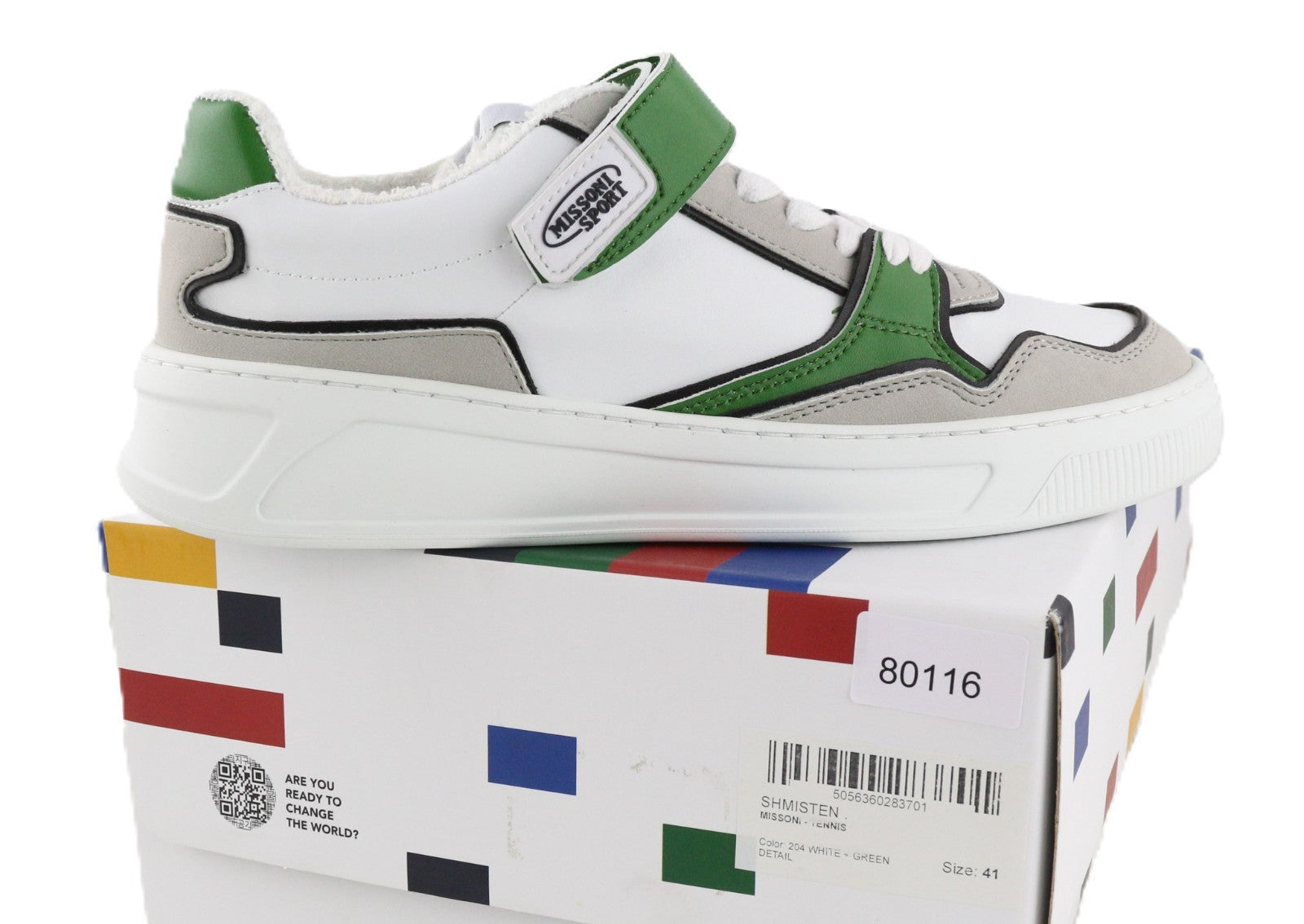 ACBC X MISSONI SHMISTEN teniso unisex sportbačiai EU41 su dirželiu, balti dizainerio 