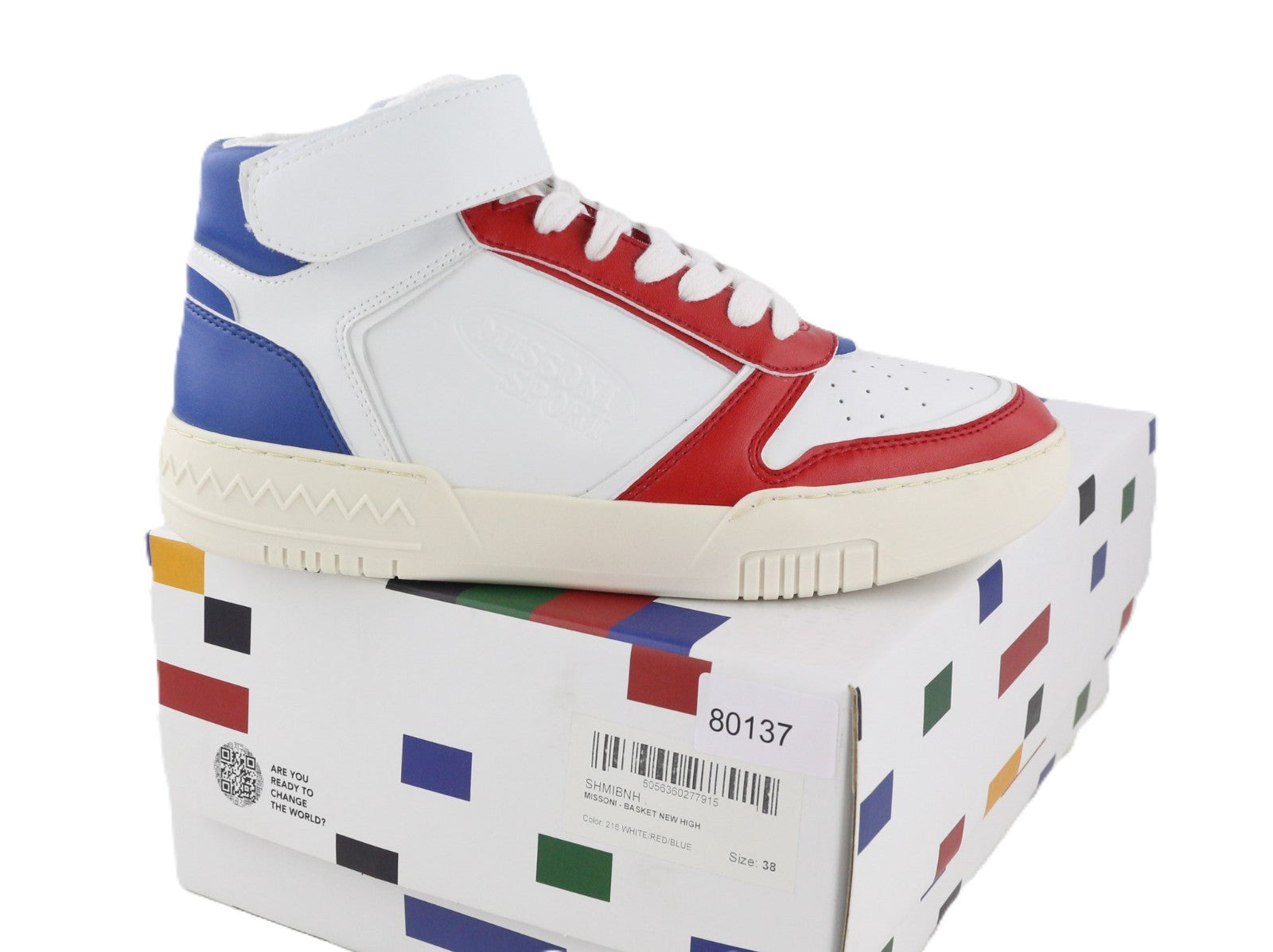 ACBC X MISSONI SHMIBNH unisex sportbačiai su aukštais krepšeliais, 38 dydžio, su paminkštintu pamušalu ir lietimui jautriu dirželiu. 