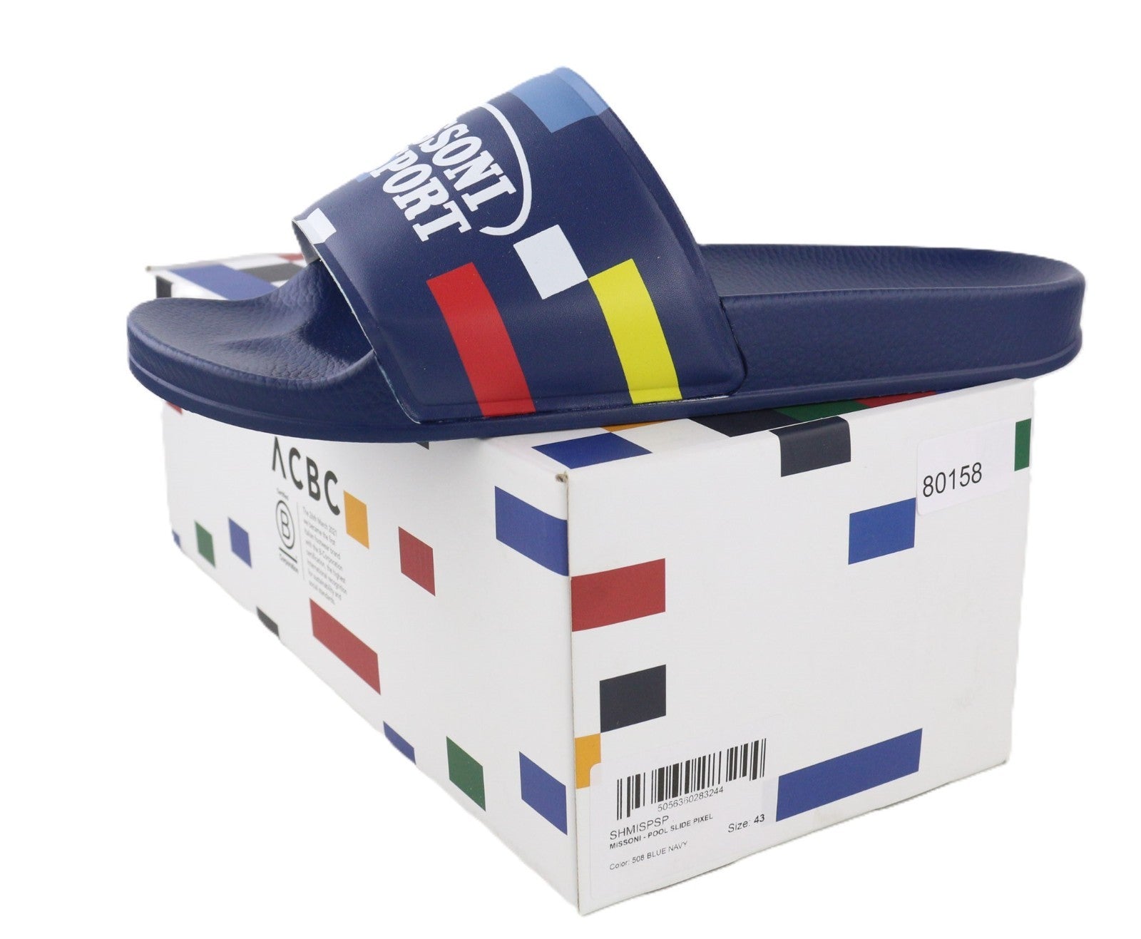 ACBC X MISSONI SHMISPSP „Pixel Pool Slide“ unisex basutės, 43 dydžio, mėlynas guminis padas 