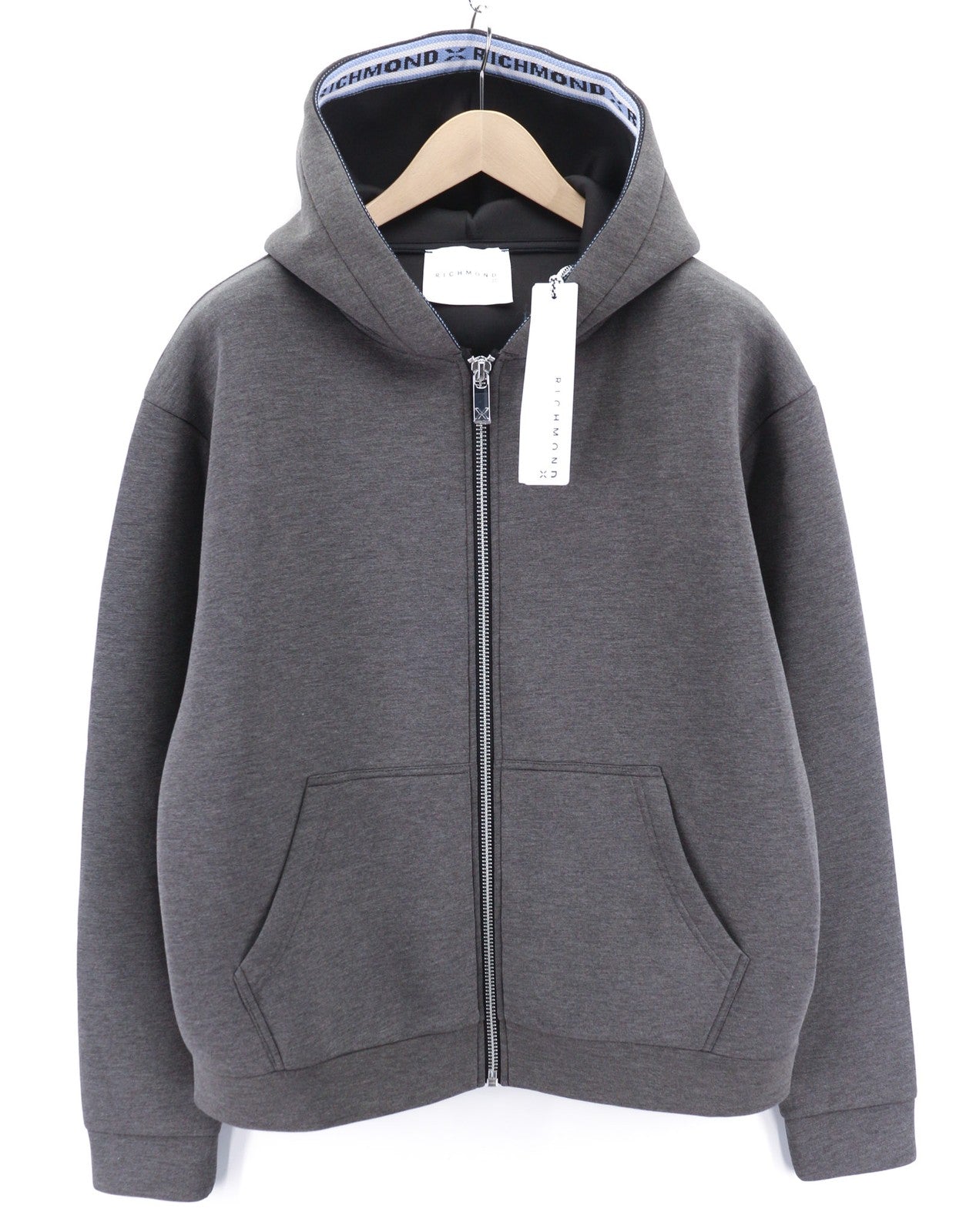 RICHMOND X Men's Felpa Zip Sweatshirt M Hoodie Grey Print Pockets Casual Wear