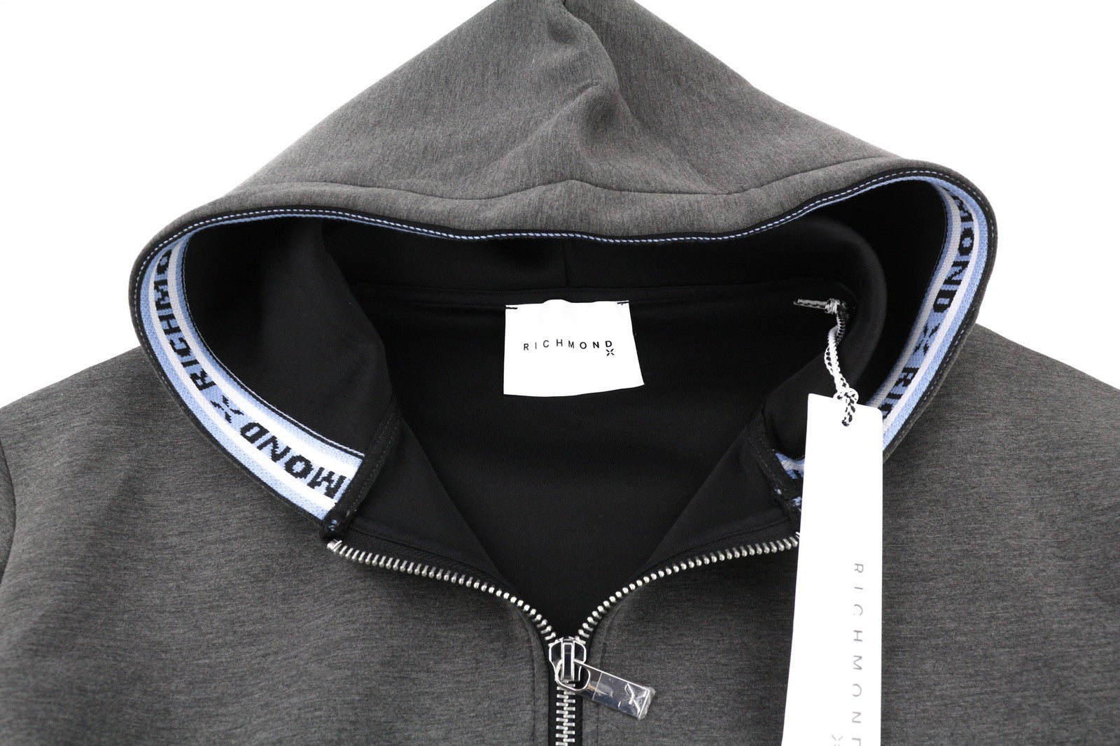 RICHMOND X Men's Felpa Zip Sweatshirt M Hoodie Grey Print Pockets Casual Wear