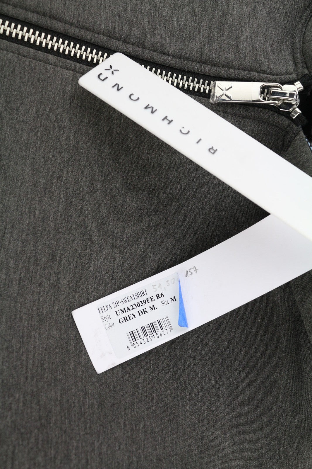 RICHMOND X Men's Felpa Zip Sweatshirt M Hoodie Grey Print Pockets Casual Wear