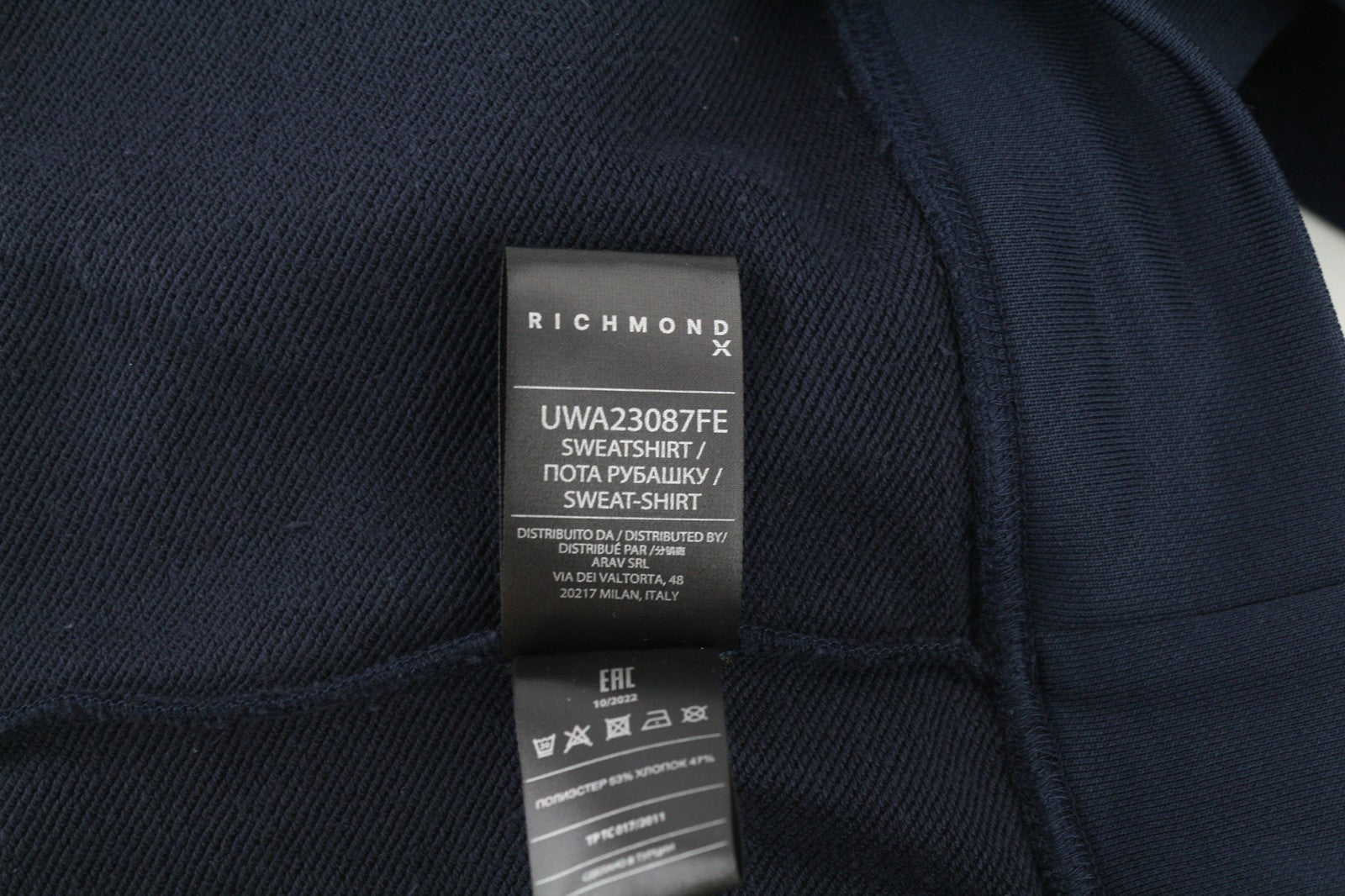 RICHMOND X Women's Sweatshirt S Hoodie Dark Blue Sapphire Printed Long Sleeve