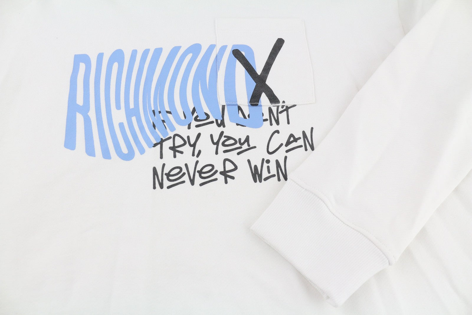 RICHMOND X Men's Sweatshirt M Hoodie White Pullover Logo Printed Casual Style