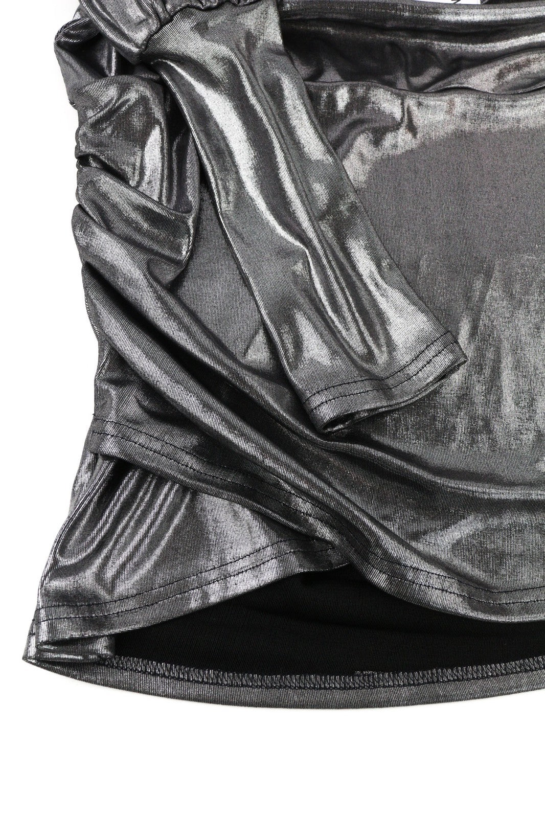 JOHN RICHMOND Women's Sweatshirt S Pullover Silver Shiny Long Sleeve Top