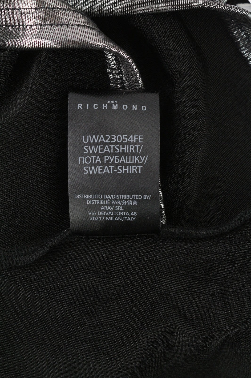 JOHN RICHMOND Women's Sweatshirt S Pullover Silver Shiny Long Sleeve Top