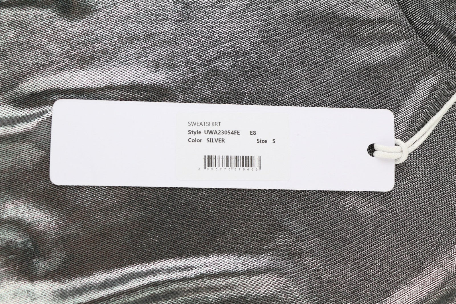 JOHN RICHMOND Women's Sweatshirt S Silver Shiny Round Neck Long Sleeve