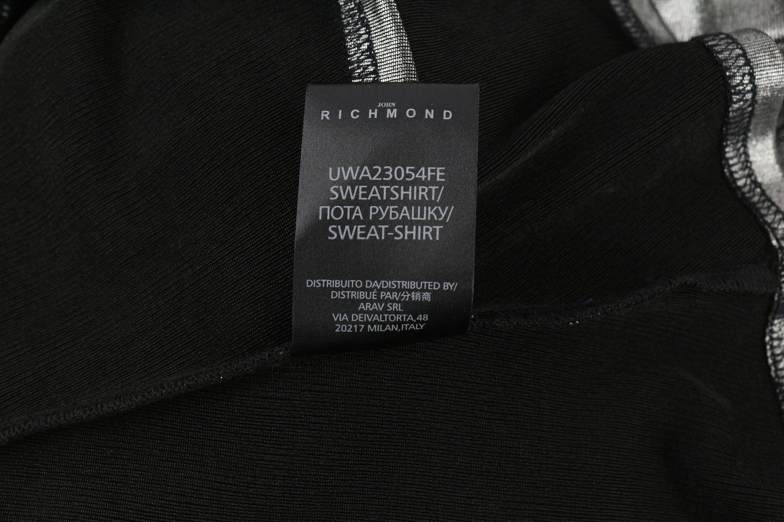 JOHN RICHMOND Women's Sweatshirt S Silver Shiny Round Neck Long Sleeve