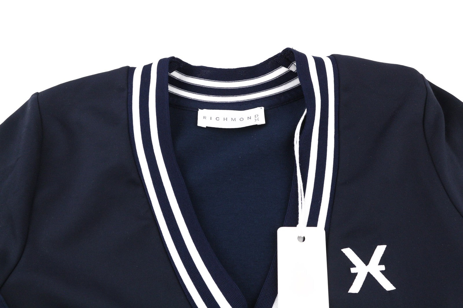 RICHMOND X Women's Jumper S Sapphire V-Neck Logo Pullover Long Sleeve Knit