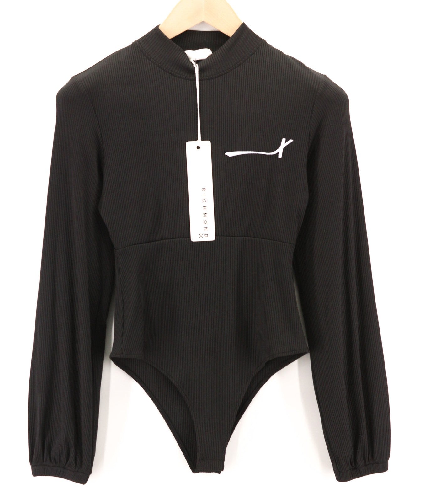 RICHMOND X moteriškas bodis S dydžio apvali kaklo tamprus juodas ilgomis rankovėmis užsegamas spaudėmis 