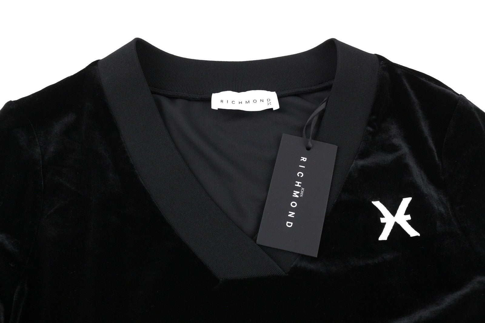 RICHMOND X Women's Sweatshirt S Velvet Black Pullover Long Sleeve Front Logo