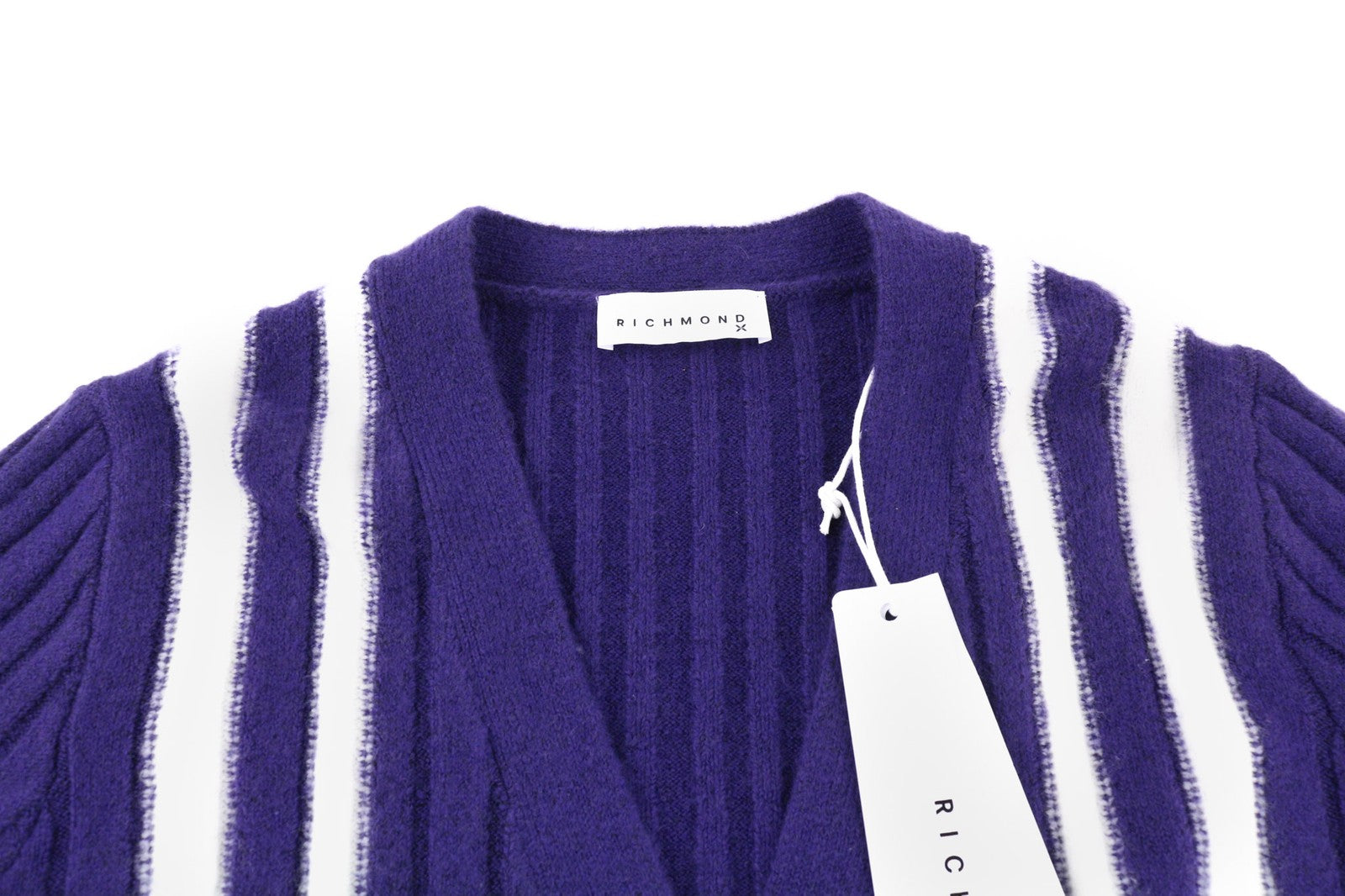 RICHMOND X Women's Cardigan S White Violet Knit V-Neck Buttoned Long Sleeve