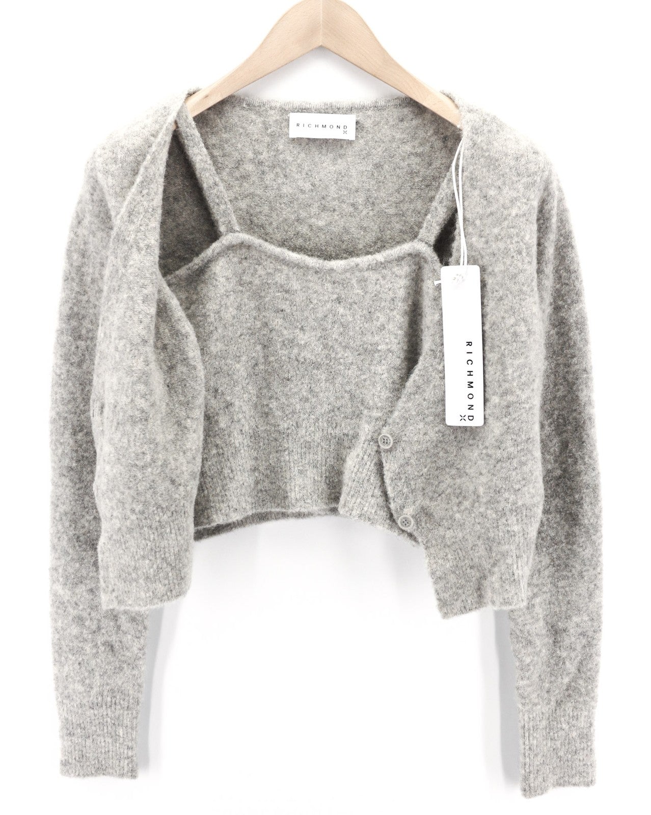 RICHMOND X Women's Jumper S Twinset Knit Button Stretch Wool Dark Melange