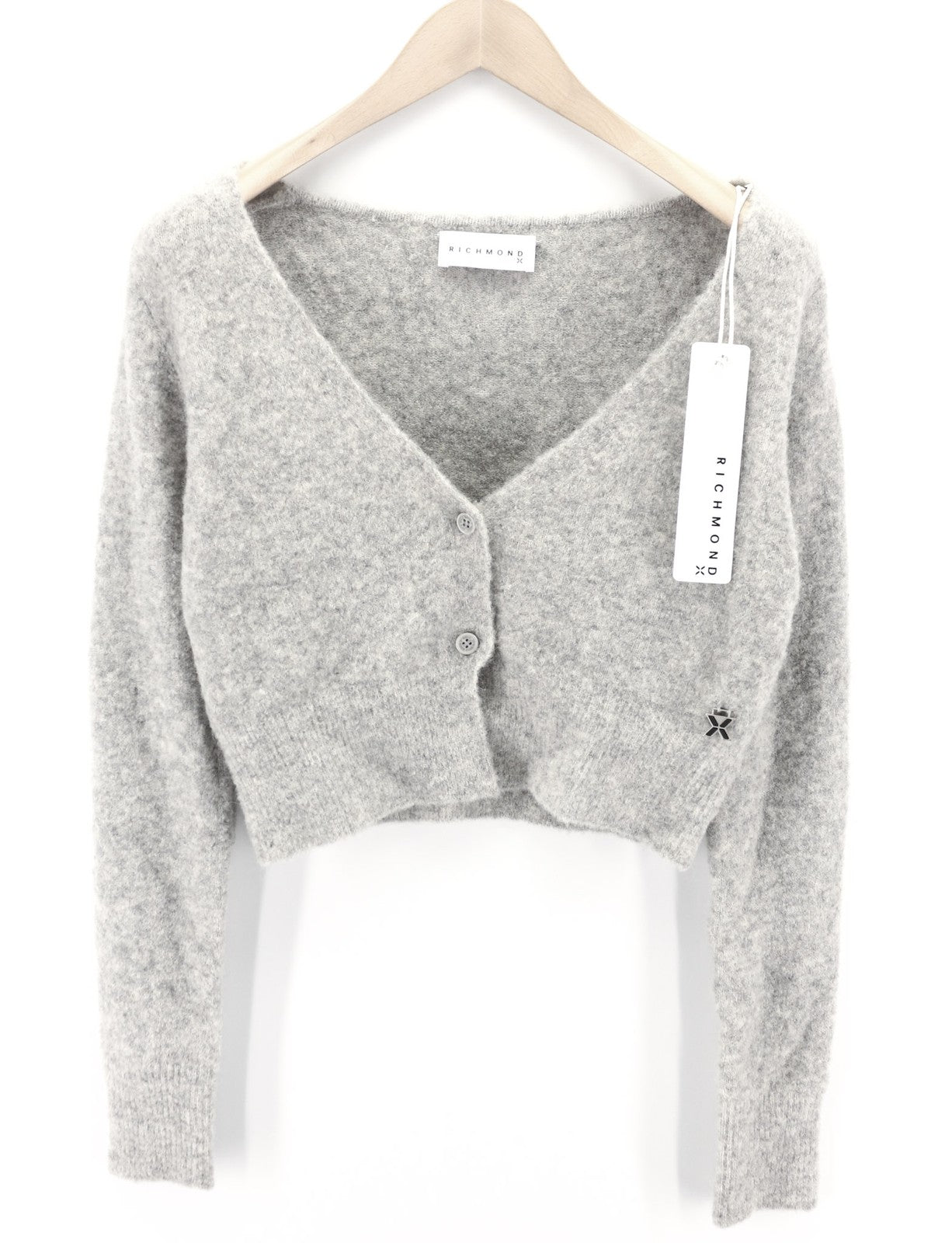 RICHMOND X Women's Jumper S Twinset Knit Button Stretch Wool Dark Melange